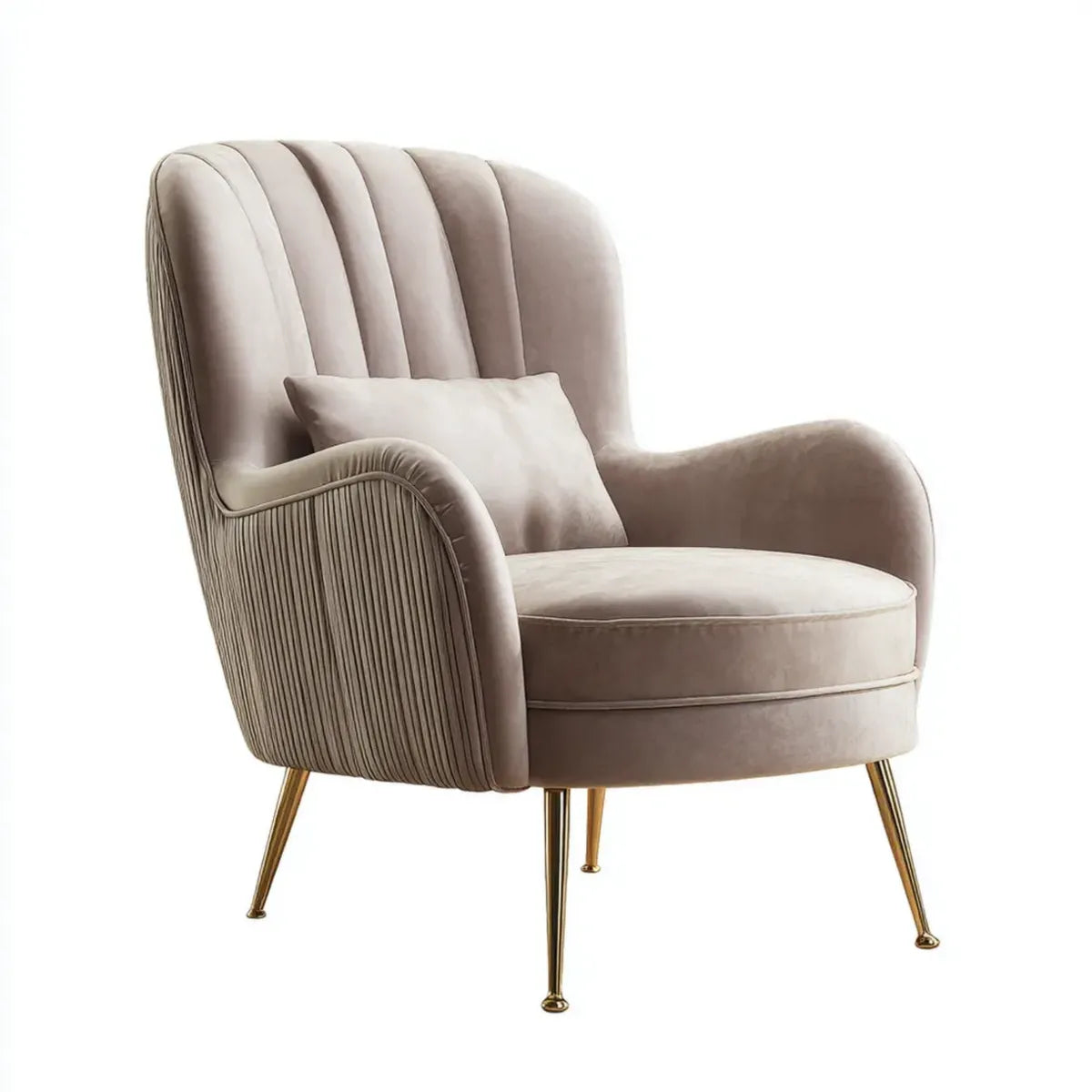 Polstersessel Samt Taupe mit Kissen und Metallbeinen 76 x 83 x 98 cm abgerundete Form