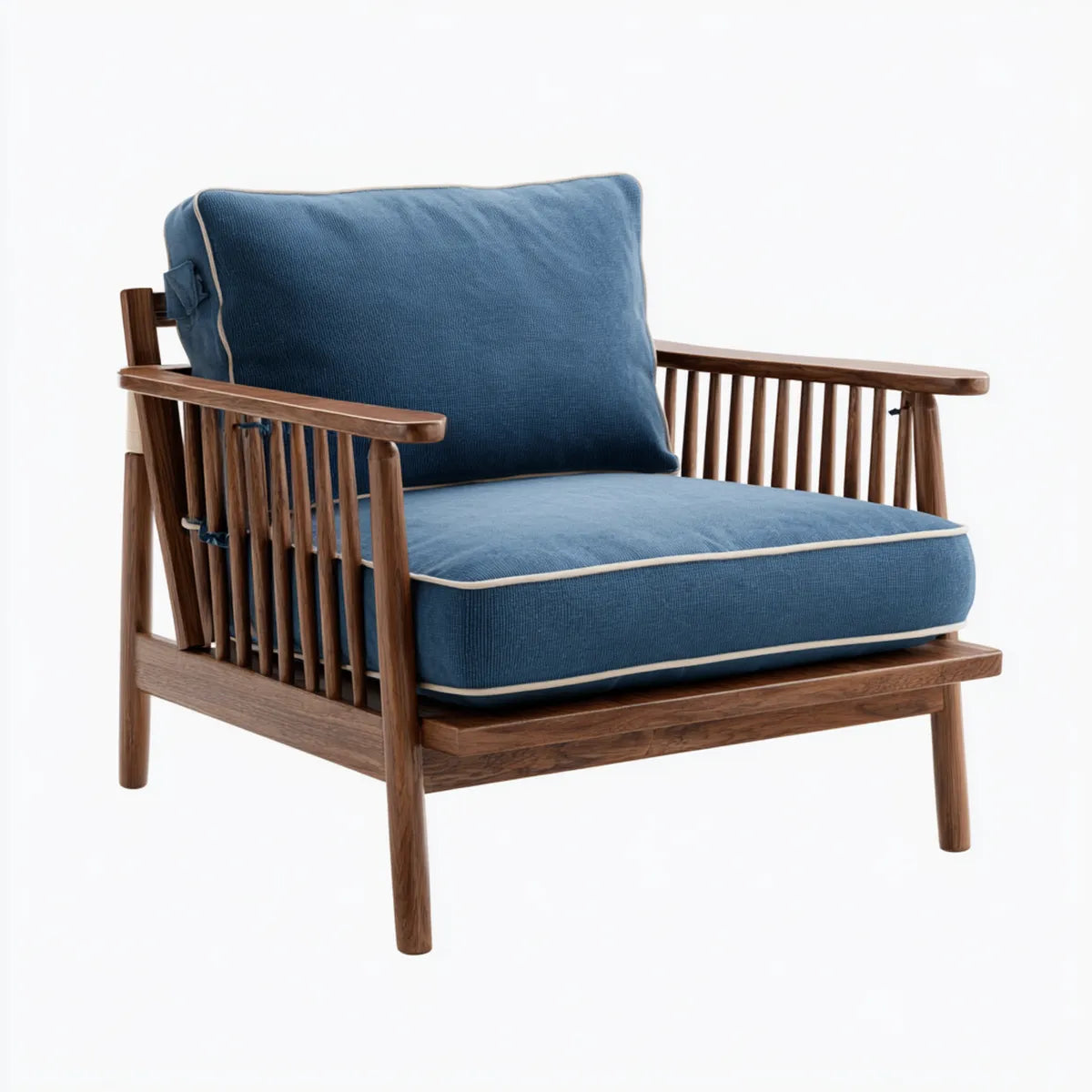 Sessel Blau mit Massivholzgestell und Polyesterbezug 76 x 76 x 78 cm Rechteckig
