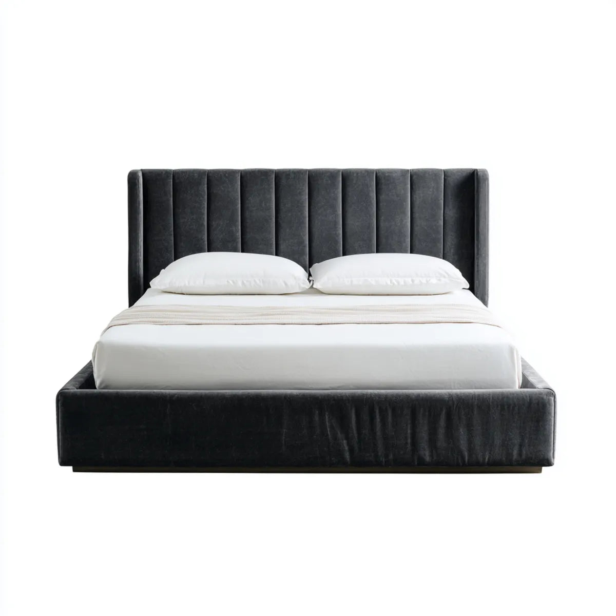 Doppelbett Polsterbett Anthrazit 180 x 200 cm Polyestersamt rechteckig