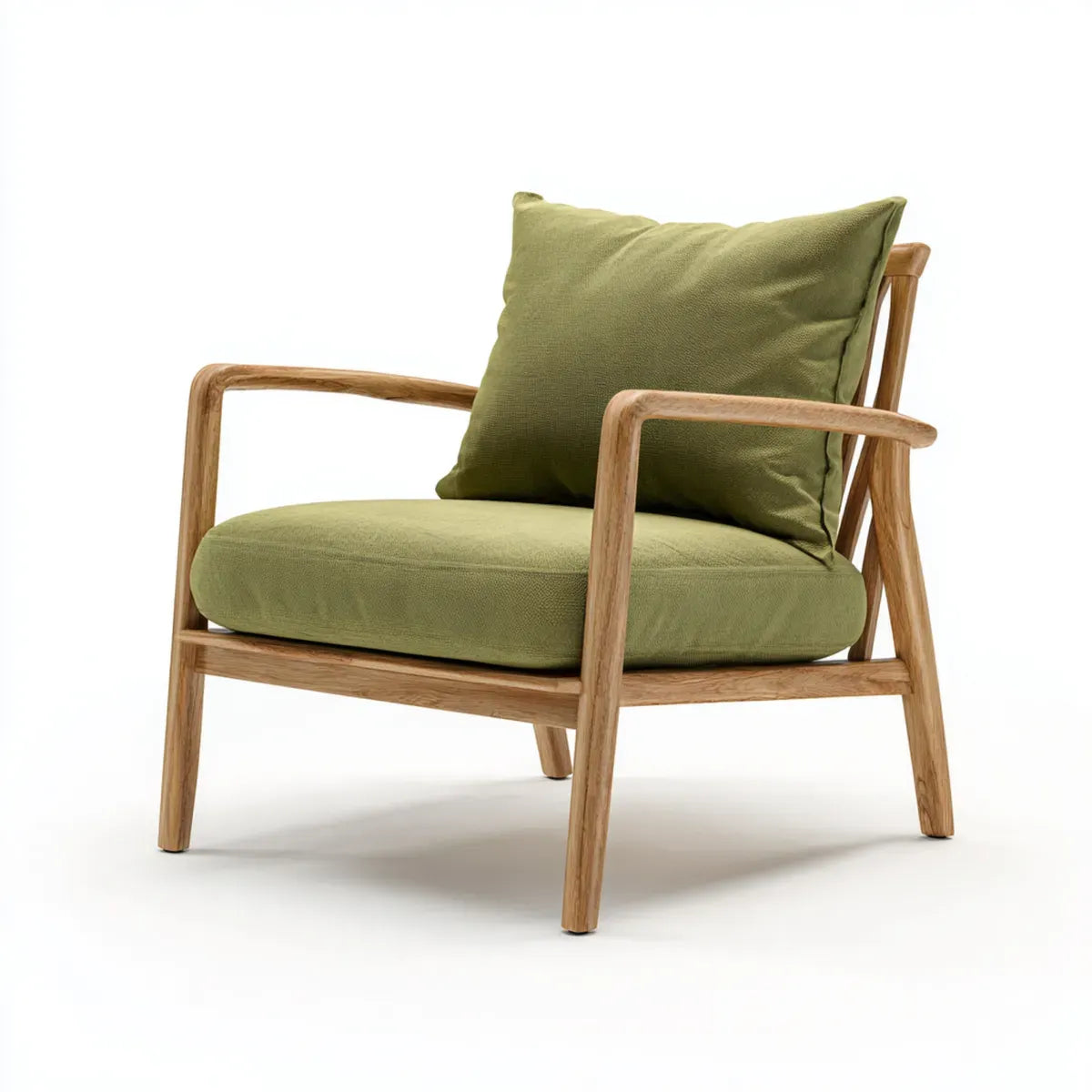Loungesessel Grün 70 x 75 x 78 cm Massives Eichenholz Polyester Rechteckiger Sitz
