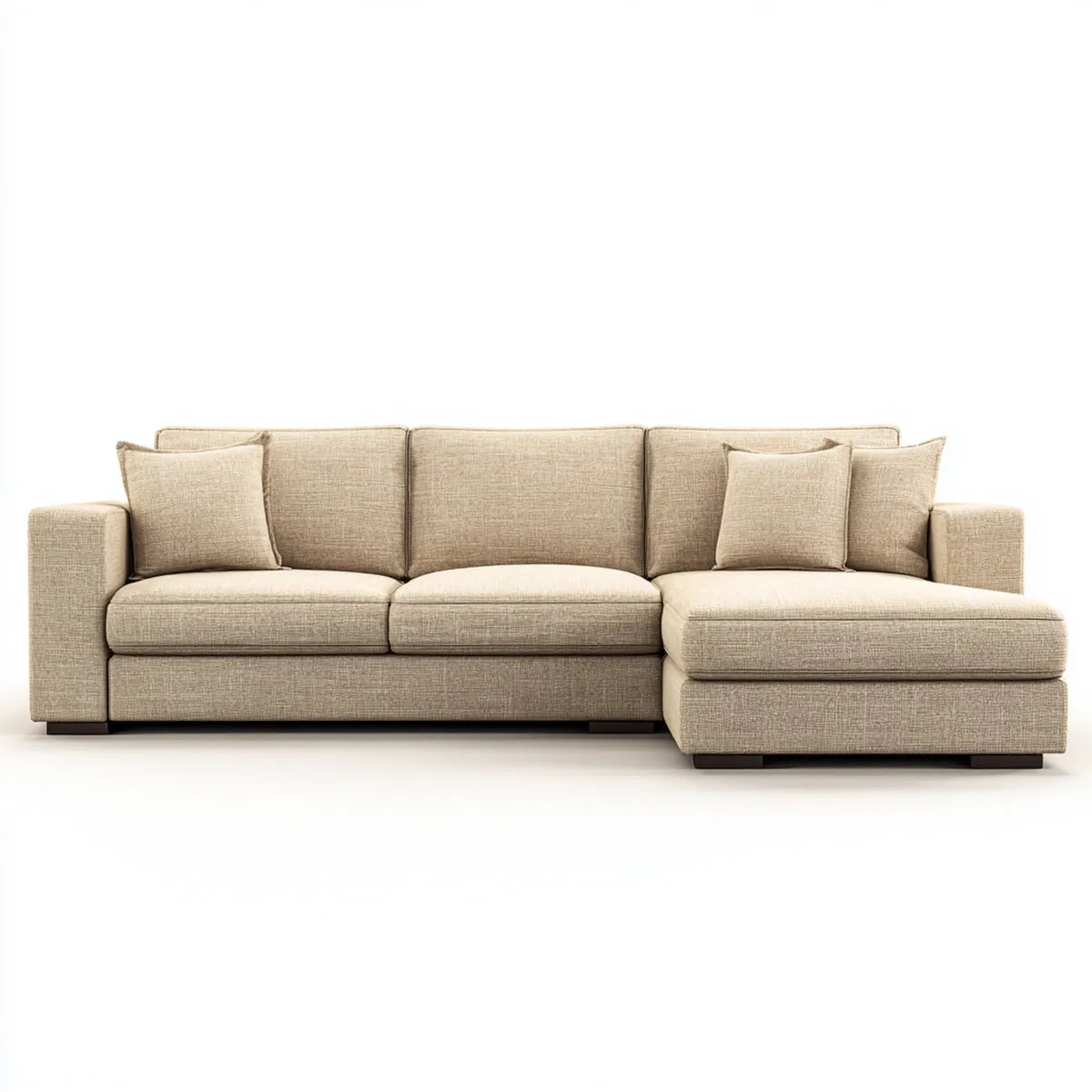 Ecksofa mit Recamiere Beige 280 x 170 x 85 cm Polyester Webstoff