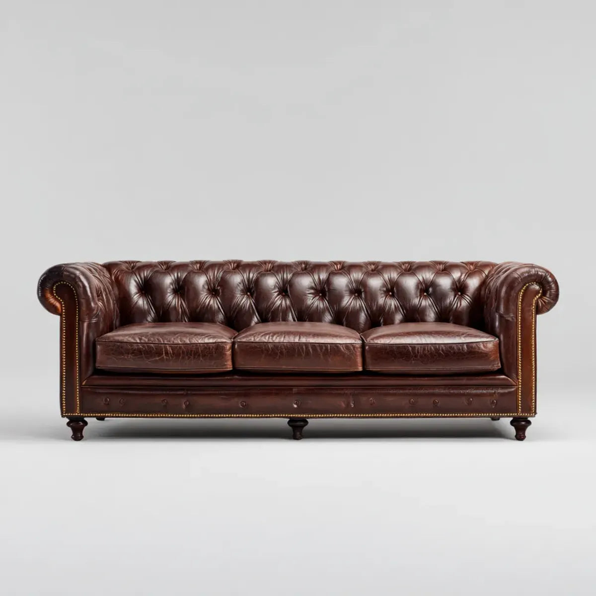 3-Sitzer Chesterfield Sofa dunkelbraun 225 x 90 x 78 cm PU-Kunstleder rechteckig