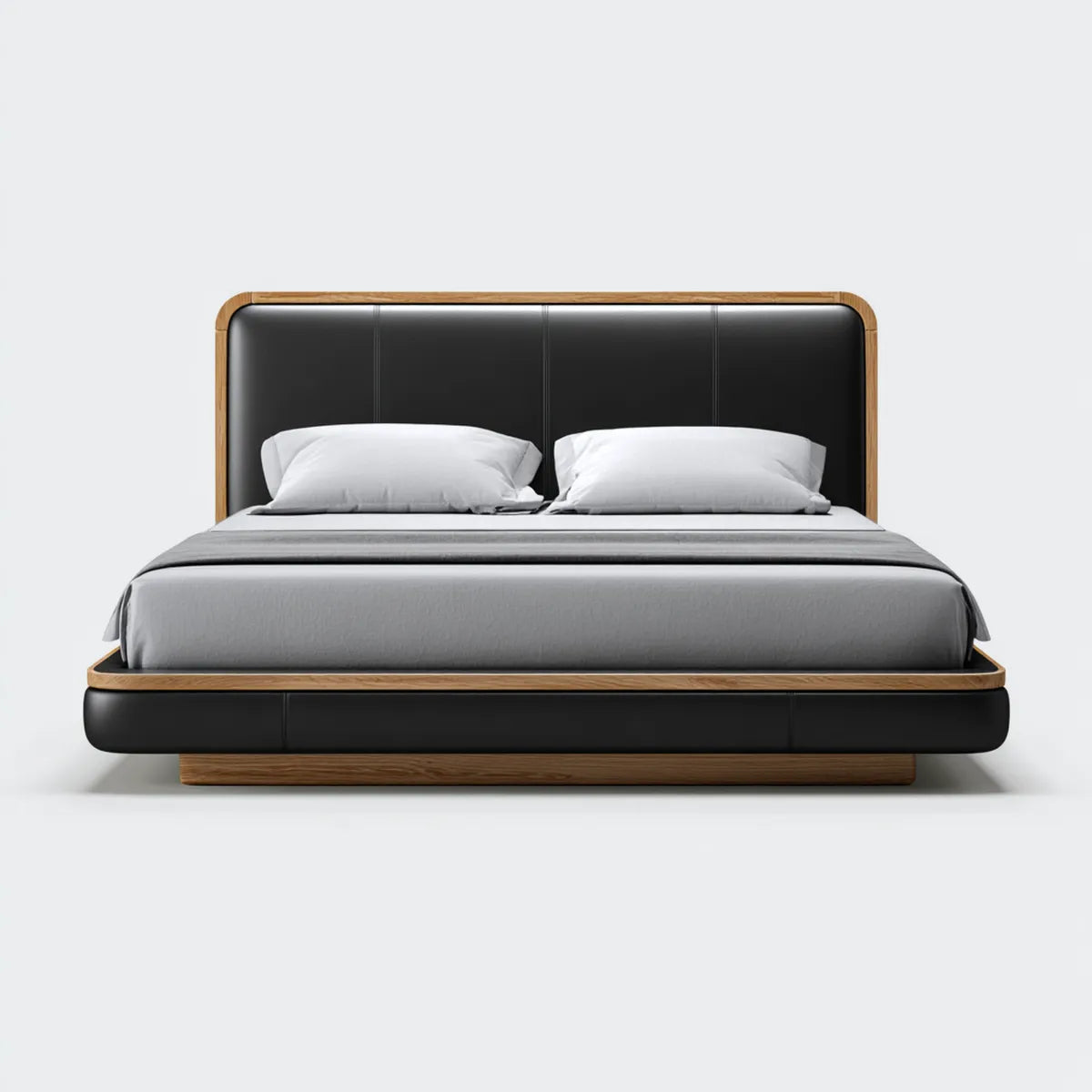 Polsterbett Doppelbett Schwarz Walnussbraun 180 x 200 cm PU-Kunstleder Massivholz Rechteckig