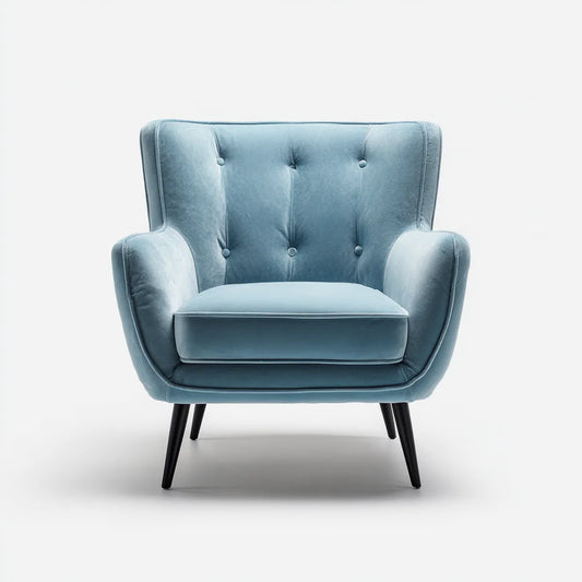 Ohrensessel Relaxsessel Petrolblau 78 x 86 x 101 cm Polyester-Samt geschwungene Form