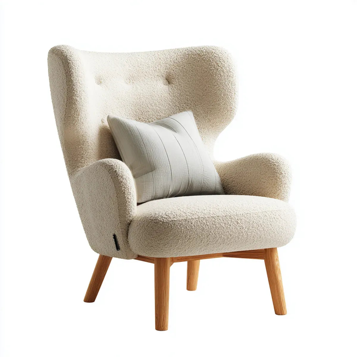 Ohrensessel Relaxsessel Creme 78 x 85 x 105 cm Polyester-Bouclé Gummibaum-Massivholz