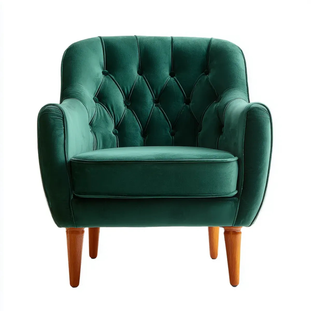 Samt Sessel Dunkelgrün mit Knopfheftung 78 x 78 x 92 cm Polyester Massivholz Beine