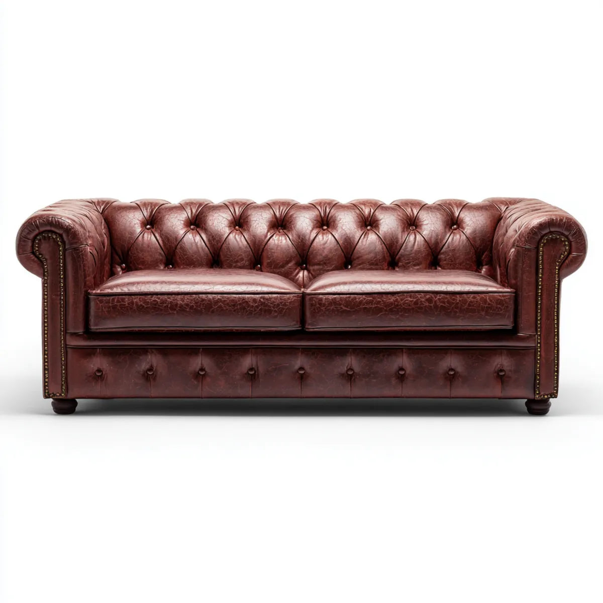 Chesterfield 3-Sitzer Sofa Braun 220 x 90 x 78 cm mit PU-Kunstlederbezug