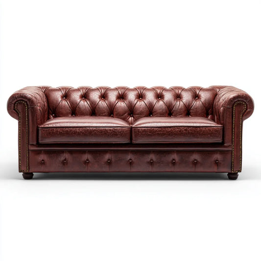 Chesterfield 3-Sitzer Sofa Braun 220 x 90 x 78 cm mit PU-Kunstlederbezug