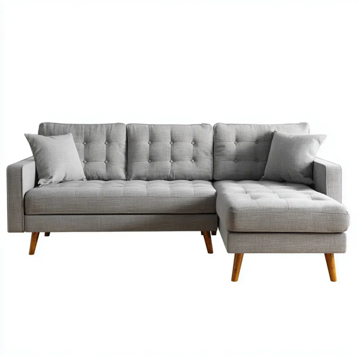 Ecksofa mit Recamiere Grau 230 x 150 x 85 cm Polyesterbezug Schaumstoffpolsterung L-Form