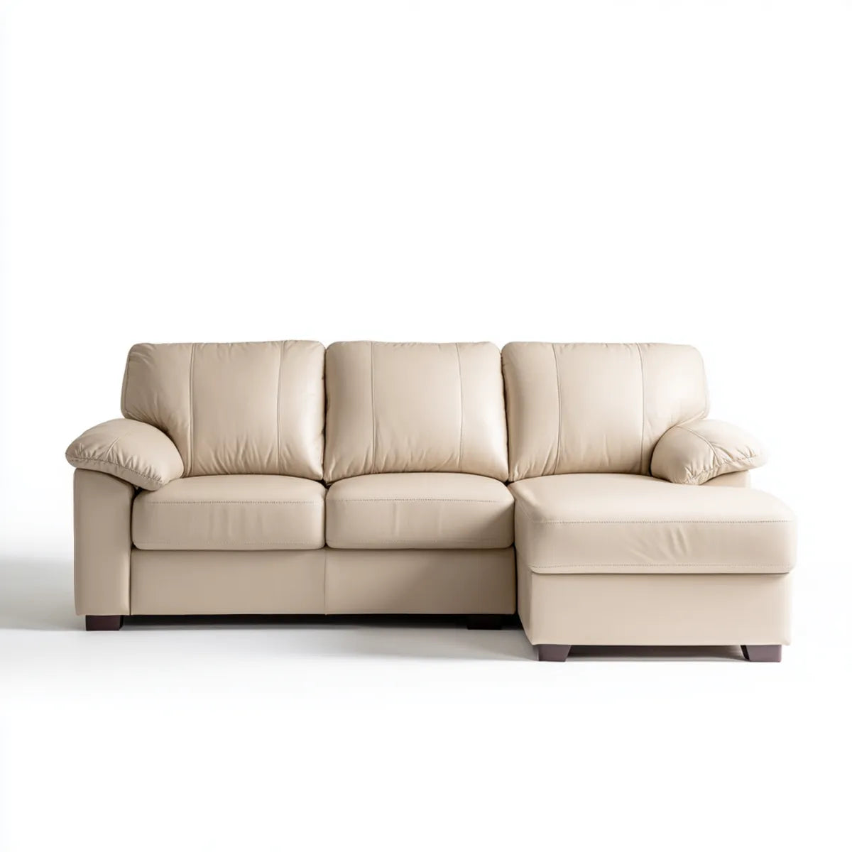 Ecksofa mit Recamiere rechts Beige 250 x 160 x 90 cm PU-Kunstleder L-Form