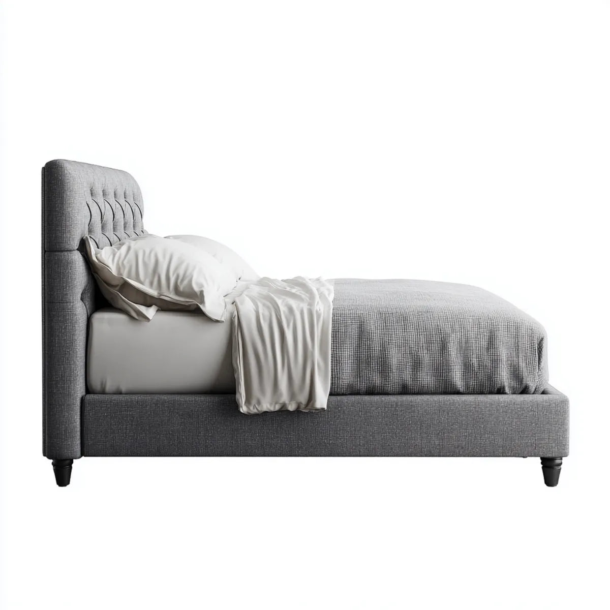 Polsterbett Doppelbett Grau 180 x 200 cm Polyester Rechteckig