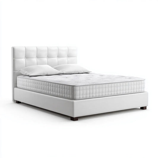 Polsterbett Doppelbett Weiß 180 x 200 cm PU-Kunstleder Rechteckig