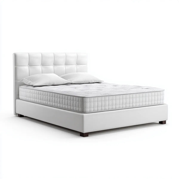 Polsterbett Doppelbett Weiß 180 x 200 cm PU-Kunstleder Rechteckig