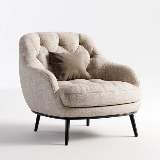 Polstersessel Beige mit Zierkissen aus Polyester Chenille 90 x 85 x 90 cm Rund